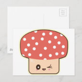 Kawaii Paddenstoel, cute paddestoel rood wit stipp Briefkaart (Voorkant / Achterkant)