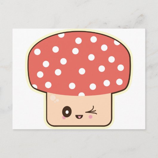 Kawaii Paddenstoel, cute paddestoel rood wit stipp Briefkaart (Voorkant)