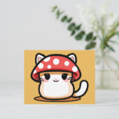 Kawaii Paddenstoel Kat Briefkaart (Staand voorkant)
