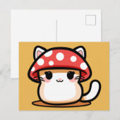 Kawaii Paddenstoel Kat Briefkaart (Voorkant / Achterkant)