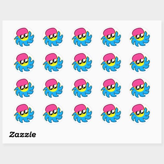 Kawaii Pan Pride Octopus Stickers (Feuille)