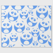 Kawaii Panda Baby Blue en White Pattern Cadeaupapier (Vlak)