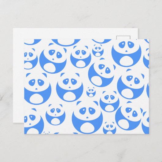 Kawaii Panda Baby Blue en WhitePattern Briefkaart (Voorkant / Achterkant)