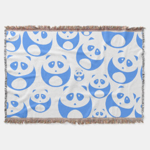 Kawaii Panda Baby Blue en WhitePattern Deken