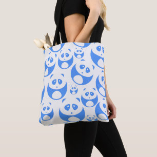 Kawaii Panda Baby Blue en WhitePattern Draagtas