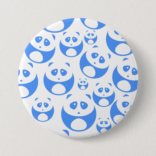 Kawaii Panda Baby Blue en WhitePattern Ronde Button 7,6 Cm (Voorkant)