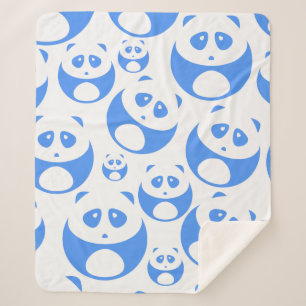 Kawaii Panda Baby Blue en WhitePattern Sherpa Deken