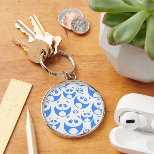 Kawaii Panda Baby Blue en WhitePattern Sleutelhanger (Bureau)