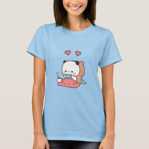 Kawaii Panda beer paar, bubu en dudu liefde T-shirt