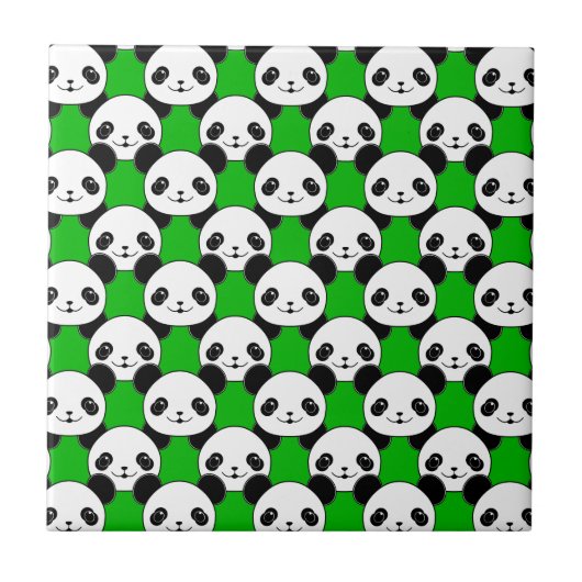 Kawaii Panda Beer Pattern Tegeltje (Voorkant)