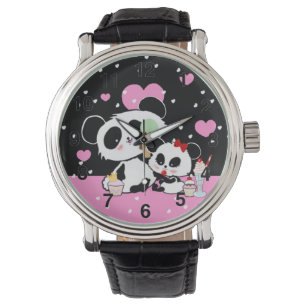 Kawaii Panda Beer Picknick Moeder Dochter van Leah Horloge