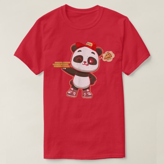 Kawaii Panda Cute Animal Pizza Delivery Funny Pizz T-shirt (Design voorkant)