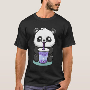 Kawaii Panda Drink Boba Tea Anime T-shirt