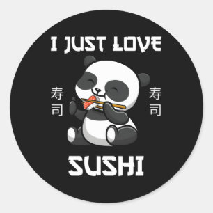 Kawaii panda eet sushi ik hou gewoon van sushi Jap Ronde Sticker