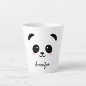 Kawaii panda-gezicht gepersonaliseerd latte mok (Voorkant)