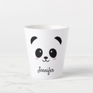 Kawaii panda-gezicht gepersonaliseerd latte mok