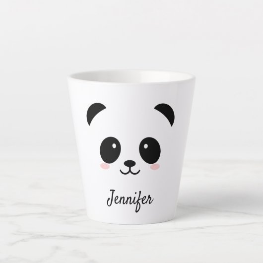 Kawaii panda-gezicht gepersonaliseerd latte mok (Voorkant)