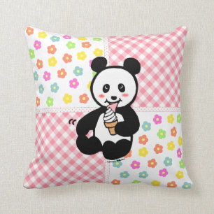 Kawaii Panda Ice Cream Cartoon Patchwork Kussen