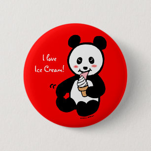 Kawaii Panda Ice Cream Cartoon Ronde Button 5,7 Cm