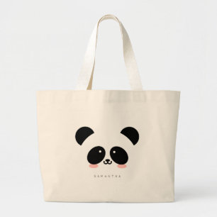 Kawaii Panda Jouw naam-Canvas tas toevoegen