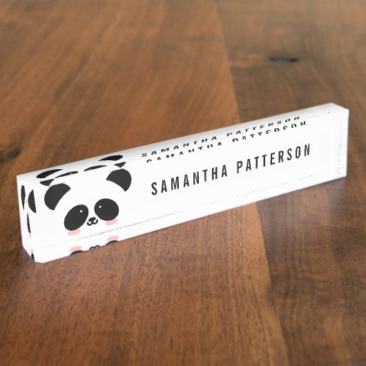 Kawaii Panda| Jouw namen toevoegen Naambordje (Zijkant)