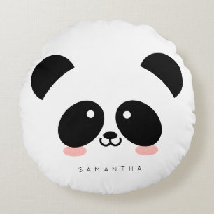 Kawaii Panda Jouw namen toevoegen Rond Kussen