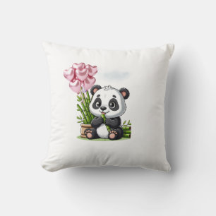Kawaii Panda Kussen met Bamboe en Hartballonnen R