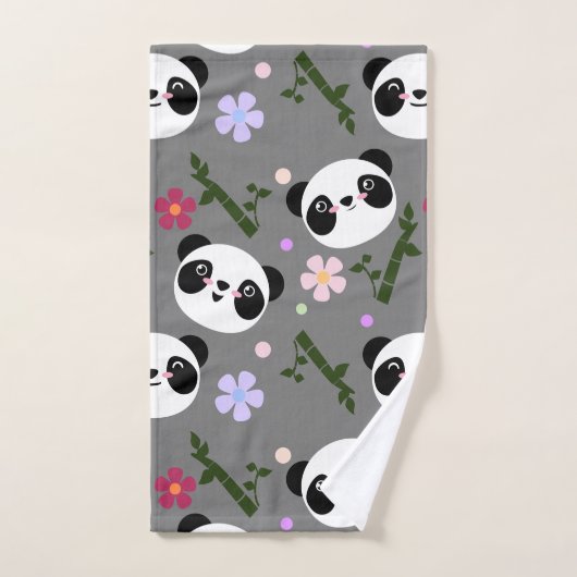 Kawaii Panda over grijs Handdoeken (Handdoek)