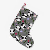 Kawaii Panda over grijs Kleine Kerstsok (Voorkant (Hangend))