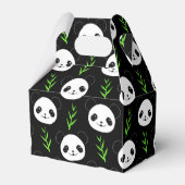 Kawaii Panda Patroon Bamboe in Zwart Wit Groen Bedankdoosjes (Voorkant Zijde)