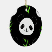 Kawaii Panda Patroon Bamboe in Zwart Wit Groen Keramisch Ornament (Rechts)