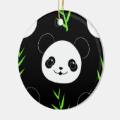 Kawaii Panda Patroon Bamboe in Zwart Wit Groen Keramisch Ornament (Links)