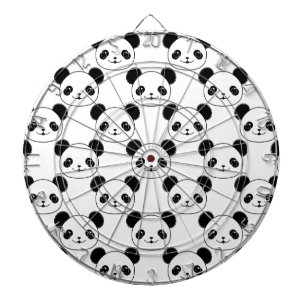 Kawaii Panda Patroon In Zwart En Wit Dartbord