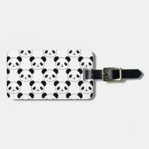 Kawaii Panda-patroon in zwart-wit Bagagelabel