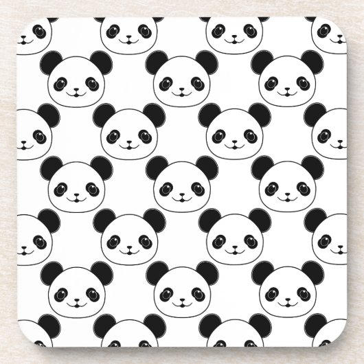 Kawaii Panda-patroon in zwart-wit Onderzetter (Voorkant)