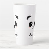 Kawaii panda schattig zwart wit gepersonaliseerd latte mok (Voorkant)