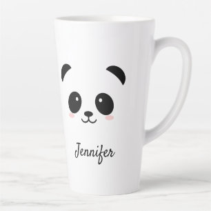 Kawaii panda schattig zwart wit gepersonaliseerd latte mok