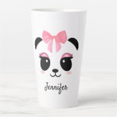 Kawaii panda schattige wimpers gepersonaliseerd latte mok (Voorkant)