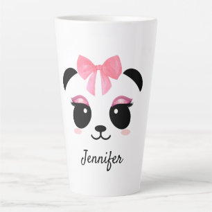 Kawaii panda schattige wimpers gepersonaliseerd latte mok