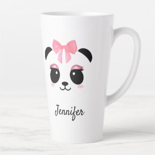 Kawaii panda schattige wimpers gepersonaliseerd latte mok