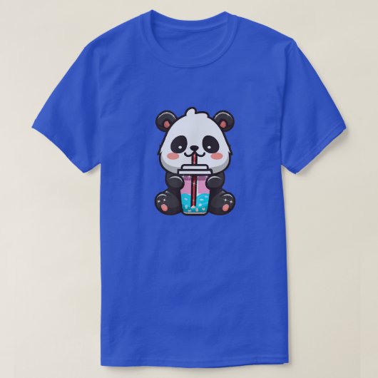 Kawaii Panda Sipping Bubble Tea - Kawaii Boba Tea T-shirt (Design voorkant)