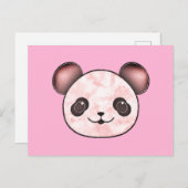 Kawaii Panda tekening in roze Briefkaart (Voorkant / Achterkant)