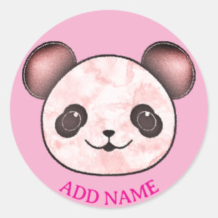 Kawaii Panda tekening in roze Ronde Sticker