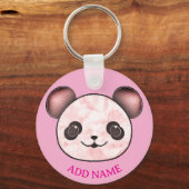 Kawaii Panda tekening in roze Sleutelhanger (Achterkant)