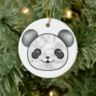Kawaii Panda tekening in zwart en wit Keramisch Ornament