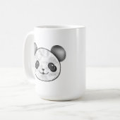 Kawaii Panda tekening in zwart en wit Koffiemok (Voorkant links)