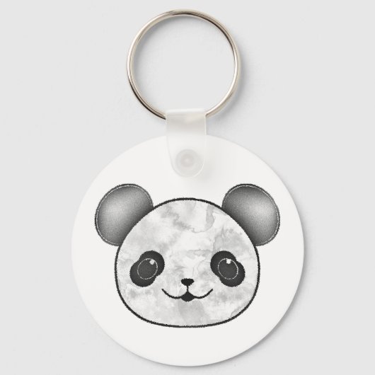 Kawaii Panda tekening in zwart en wit Sleutelhanger (Achterkant)