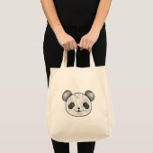Kawaii Panda tekening in zwart en wit Tote Bag (Voorkant (product))