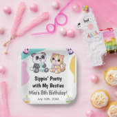 Kawaii Panda & Tiger Bubble Tea Kinderen Verjaarda Papieren Bordje (Feest)