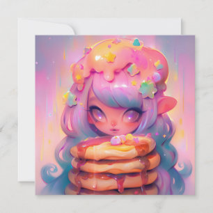 Kawaii Pannenkoekenfee Verjaardagsfeest Kaart